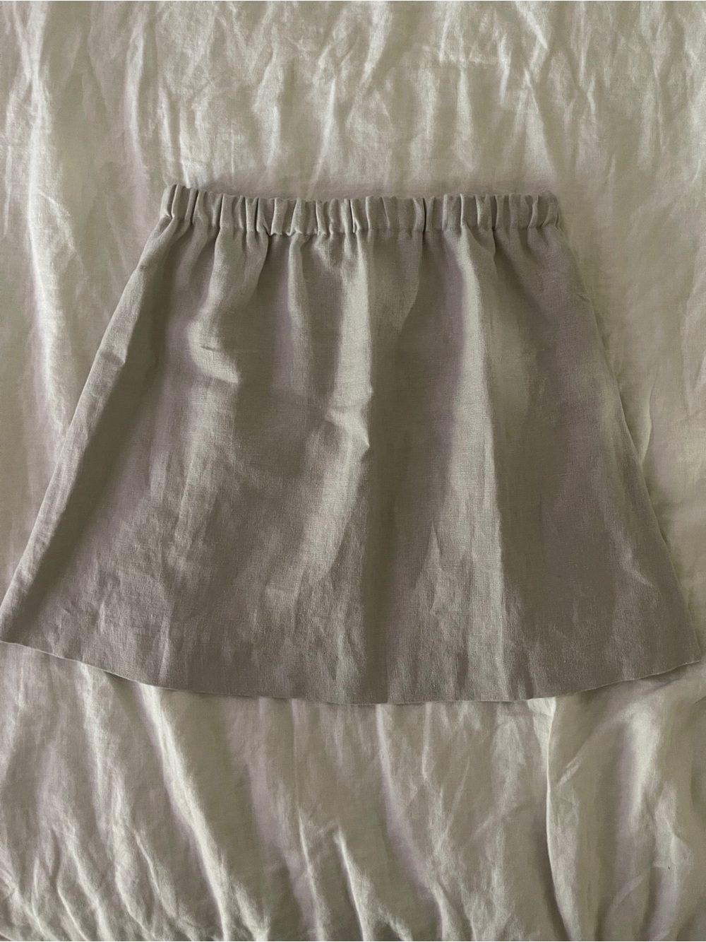 100% Linen Mini Skirt in Light Gray